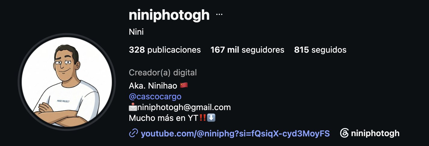 Perfil de Instagram de @niniphotogh en escritorio
